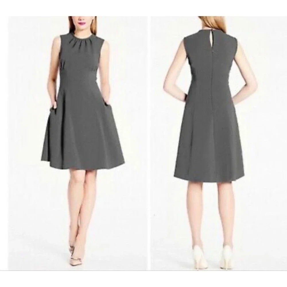 Kate Spade Gray Seamed Fit And Flare Sleeveless Dress Size 6